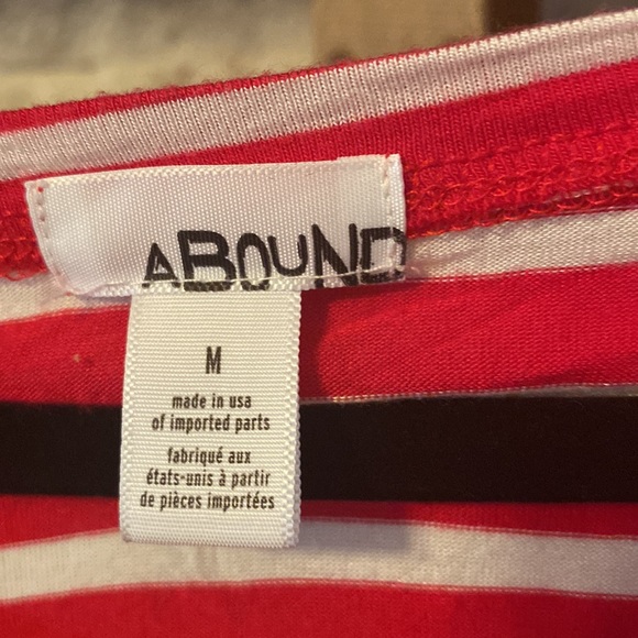 The brand is Abound. Colors are red with white stripes. Size is Medium in Women. - Picture 3 of 4